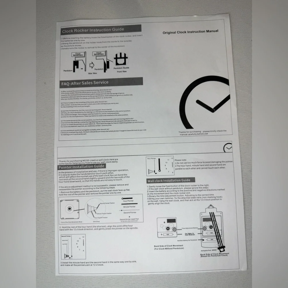 12in Cream & Black Modern Wall Clock (Have a nice day) - NIB